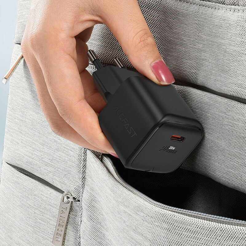 Incarcator Type-C, 30W Power Delivery, Acefast A77, GaN, negru