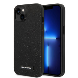 Husa Karl Lagerfeld iPhone 14 Plus Hardcase Glitter, Plaque Logo, negru, KLHCP14MG2ELK