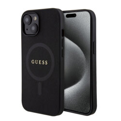 Husa Guess Saffiano MagSafe iPhone 15, negru, GUHMP15SPSAHMCK