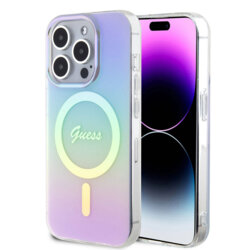 Husa iPhone 15 Pro originala Guess IML Iridescent MagSafe, mov, GUHMP15LHITSU