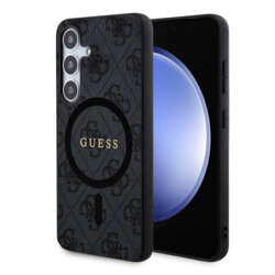 Husa Guess Samsung Galaxy S24 Plus 4G Collection Leather MagSafe, negru, GUHMS24MG4GFRK