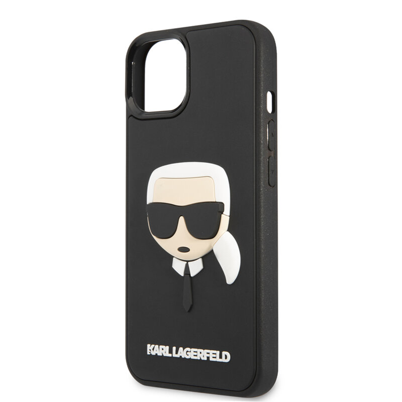 Husa originala iPhone 14 Plus Karl Lagerfeld 3D Design, Rubber Karl`s Head, negru, KLHCP14MKH3DBK