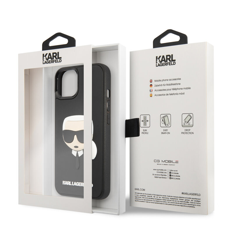 Husa originala iPhone 14 Plus Karl Lagerfeld 3D Design, Rubber Karl`s Head, negru, KLHCP14MKH3DBK