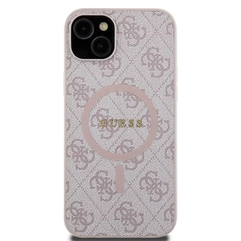 Husa Guess iPhone 15 4G Collection Leather MagSafe, roz, GUHMP15SG4GFRP