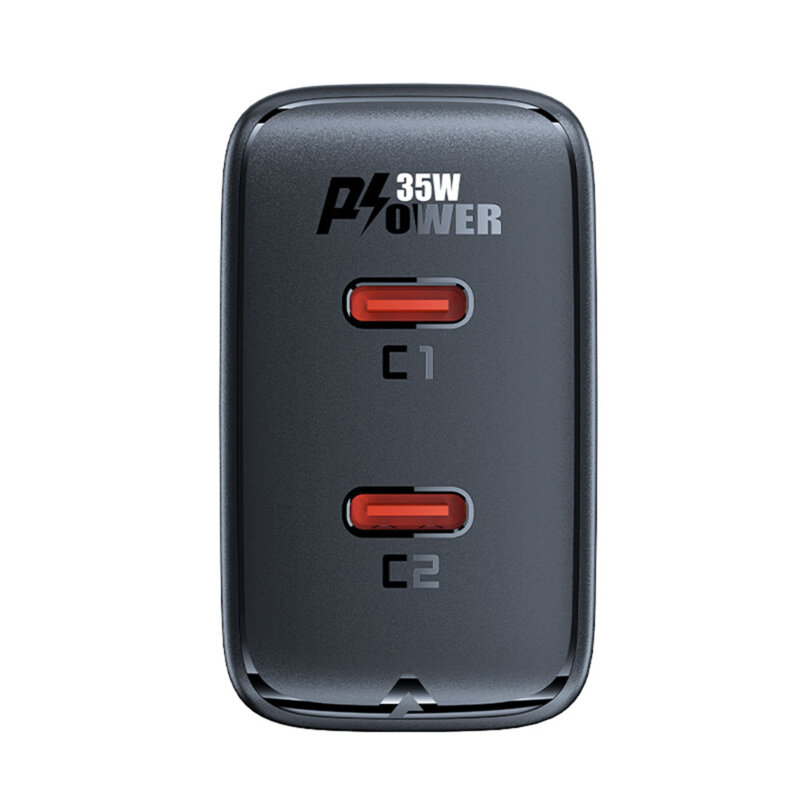 Incarcator priza GaN 2x Type-C, Acefast A49, PD35W, negru