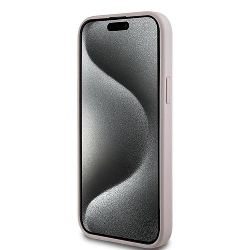 Husa Guess iPhone 15 Plus 4G Collection Leather MagSafe, roz, GUHMP15MG4GFRP