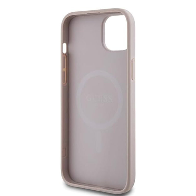 Husa Guess iPhone 15 Plus 4G Collection Leather MagSafe, roz, GUHMP15MG4GFRP