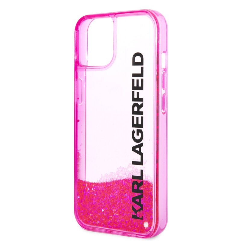 Husa Karl Lagerfeld iPhone 14 Plus Hardcase Liquid Glitter, Elong, roz, KLHCP14MLCKVF