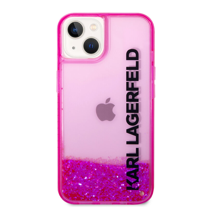 Husa Karl Lagerfeld iPhone 14 Plus Hardcase Liquid Glitter, Elong, roz, KLHCP14MLCKVF
