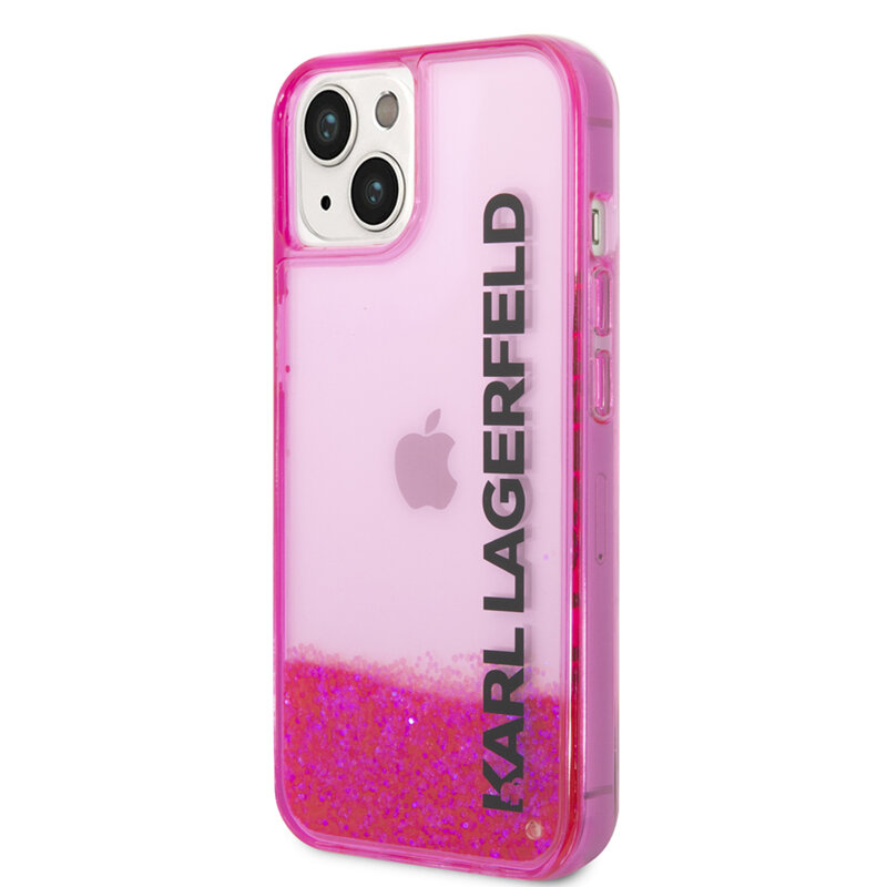 Husa Karl Lagerfeld iPhone 14 Plus Hardcase Liquid Glitter, Elong, roz, KLHCP14MLCKVF