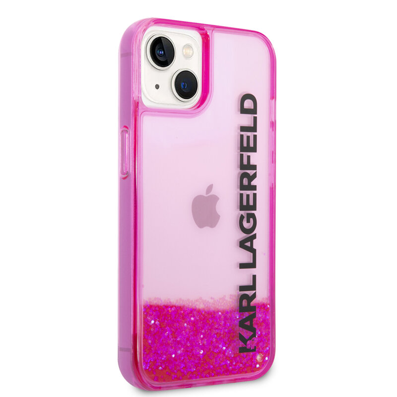 Husa Karl Lagerfeld iPhone 14 Plus Hardcase Liquid Glitter, Elong, roz, KLHCP14MLCKVF