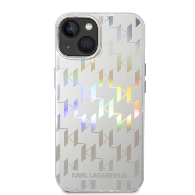 Husa iPhone 14 Plus Karl Lagerfeld Hardcase Monogram, Iridescent, argintiu, KLHCP14MLGMMSV3