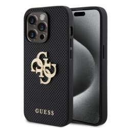 Husa iPhone 15 Pro Max Guess Leather Perforated 4G, negru, GUHCP15XPSP4LGK