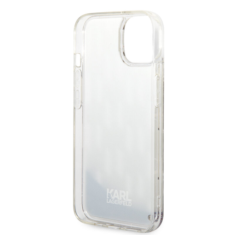 Husa Karl Lagerfeld iPhone 14 Plus Hardcase Liquid Glitter, Monogram, argintiu, KLHCP14MLMNMS