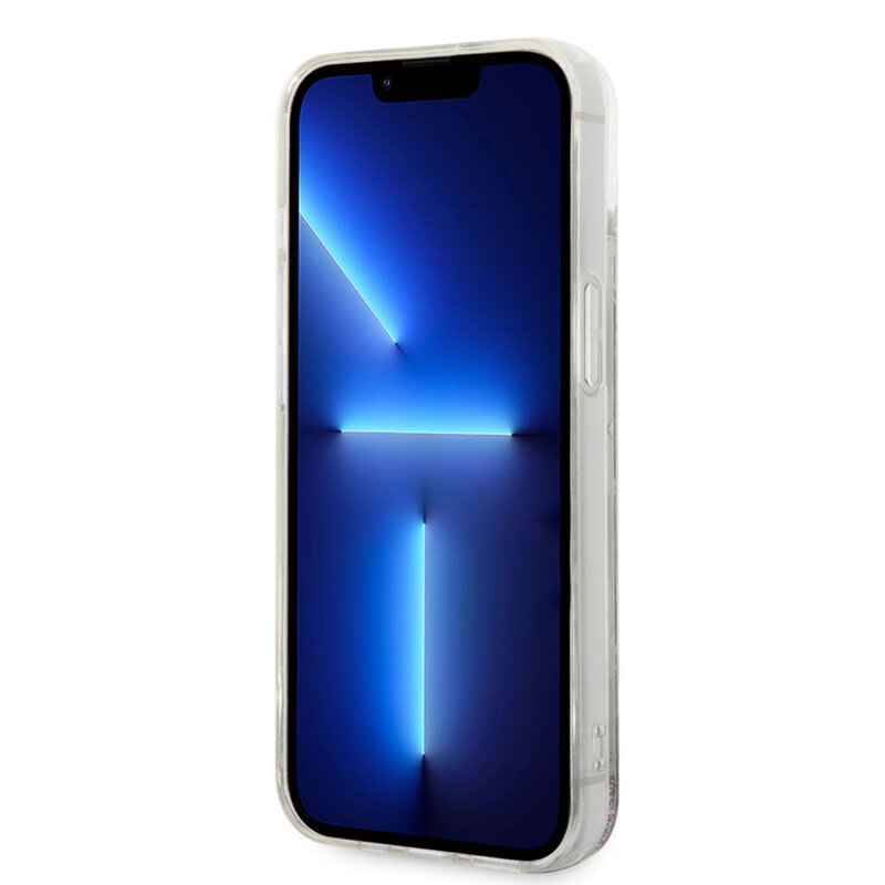 Husa Karl Lagerfeld iPhone 14 Plus Hardcase Liquid Glitter, Monogram, argintiu, KLHCP14MLMNMS