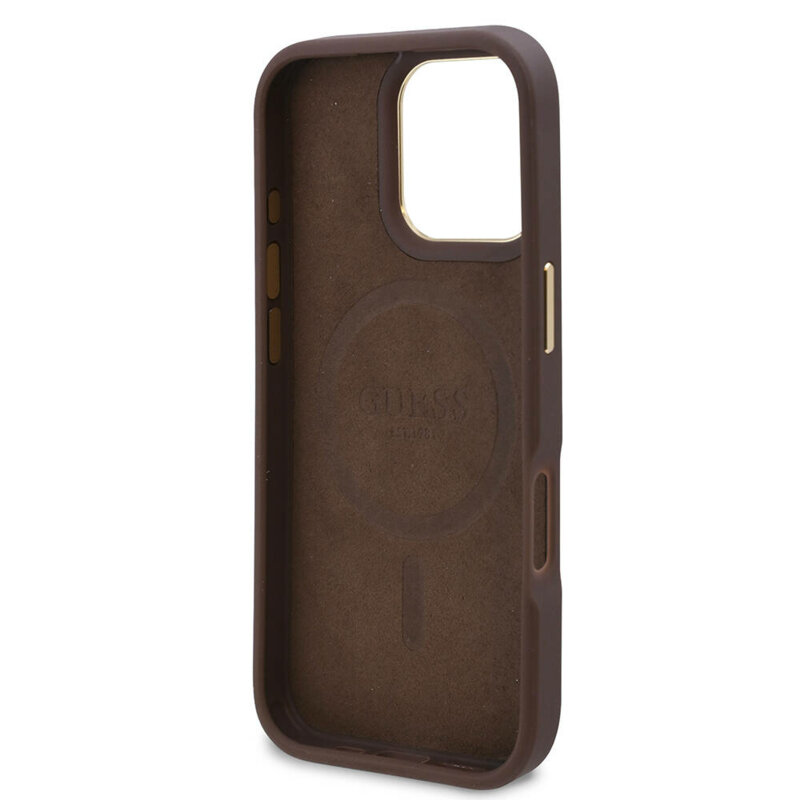 Husa originala Guess iPhone 16 Pro Max Hardcase 4G Logo Plate MagSafe, albastru, GUHMP16XU4GPRB