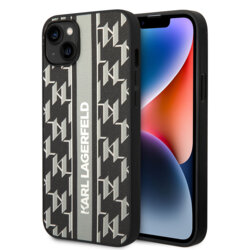 Husa iPhone 14 Plus Karl Lagerfeld Hardcase Monogram, Stripe, gri, KLHCP14MPGKLSKG