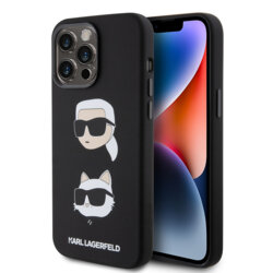 Husa Karl Lagerfeld iPhone 15 Pro Max Silicone, Karl&Choupette Head, negru, KLHCP15XSDHKCNK
