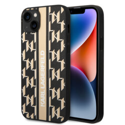 Husa iPhone 14 Plus Karl Lagerfeld Hardcase Monogram, Stripe, maro, KLHCP14MPGKLSKW