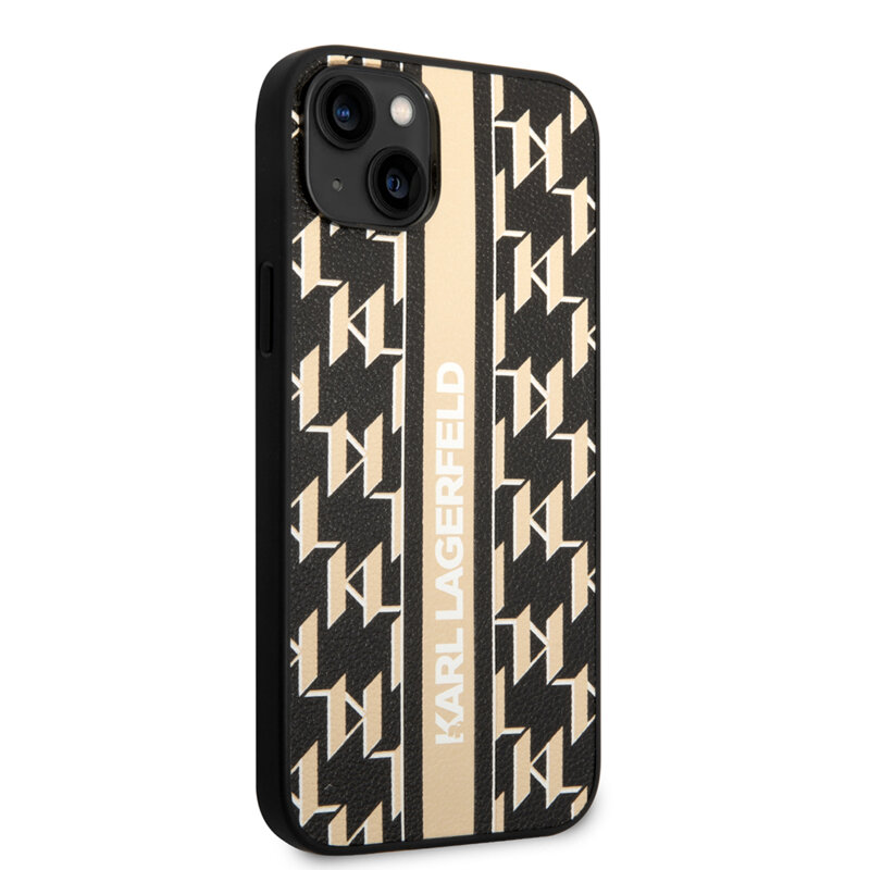 Husa iPhone 14 Plus Karl Lagerfeld Hardcase Monogram, Stripe, maro, KLHCP14MPGKLSKW