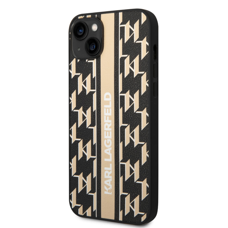 Husa iPhone 14 Plus Karl Lagerfeld Hardcase Monogram, Stripe, maro, KLHCP14MPGKLSKW