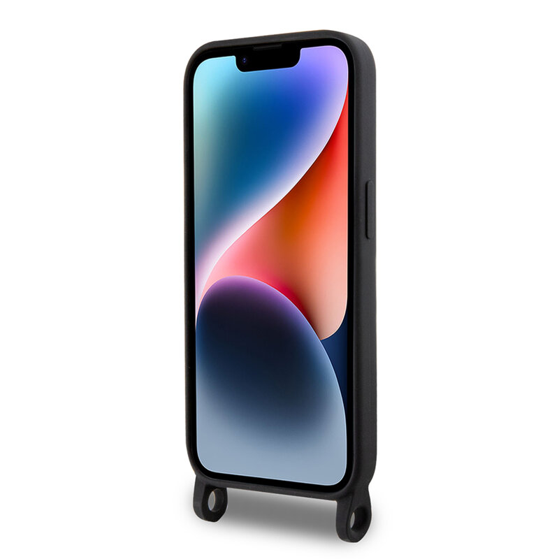 Husa Karl Lagerfeld iPhone 15 Pro Max Silicone Crossbody , Ikonik, negru, KLHCP15XSCBSKNK