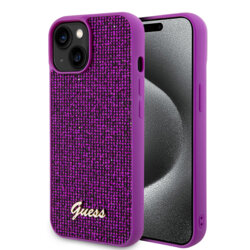 Husa originala Guess iPhone 15 Disco Metal Script, fucsia, GUHCP15SPMSDGSF
