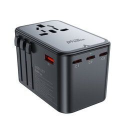 Adaptor priza EU la UK, AUS, US, 3x Type-C, Acefast Z1, PD75W