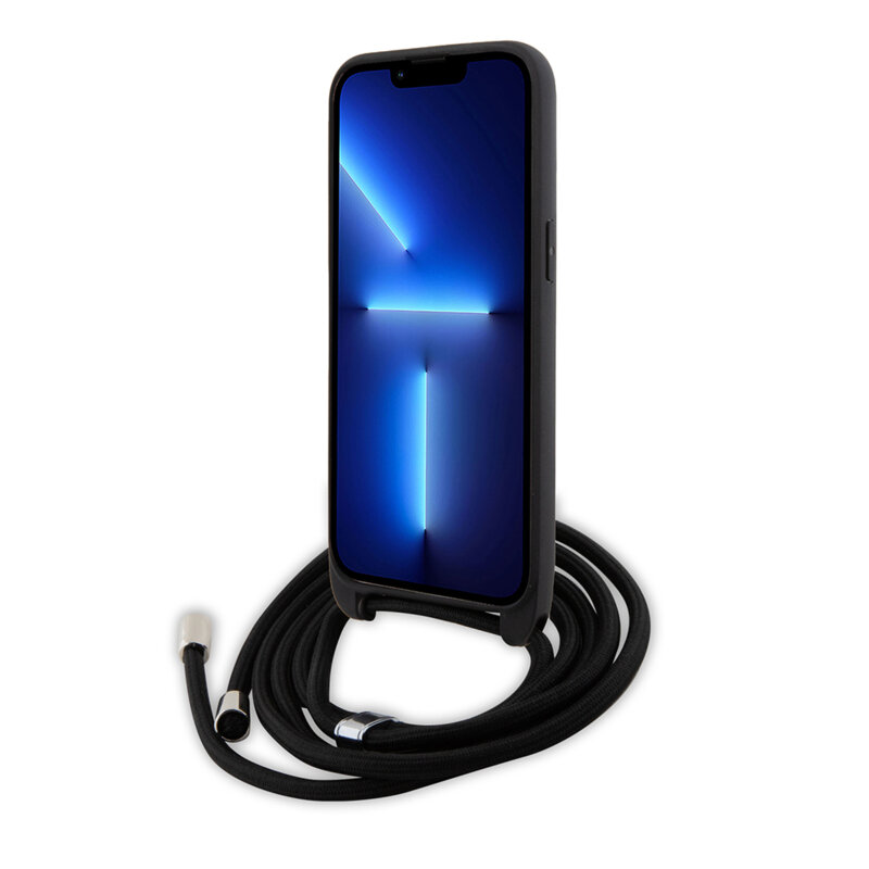 Husa iPhone 15 Pro Max Karl Lagerfeld Saffiano Crossbody, Monogram Metal Pin Karl, negru, KLHCP15XSASKNPSK