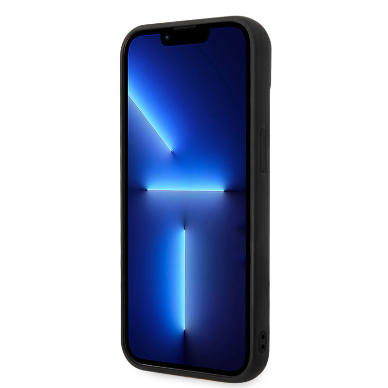 Husa iPhone 14 Plus Karl Lagerfeld Hardcase Leather Puffy, Ikonik Pin, negru, KLHCP14MPSQPK