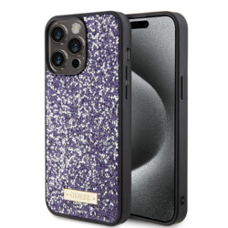 Husa originala Guess iPhone 15 Pro Rhinestone Metal Logo, mov, GUHCP15LPFGSBSP