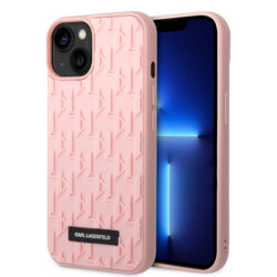 Husa originala iPhone 14 Plus Karl Lagerfeld 3D Design, Monogram, roz, KLHCP14MRUPKLPP