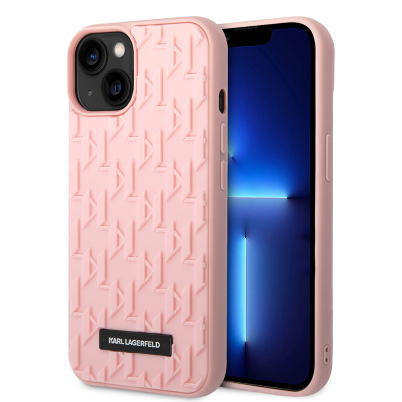 Husa originala iPhone 14 Plus Karl Lagerfeld 3D Design, Monogram, roz, KLHCP14MRUPKLPP
