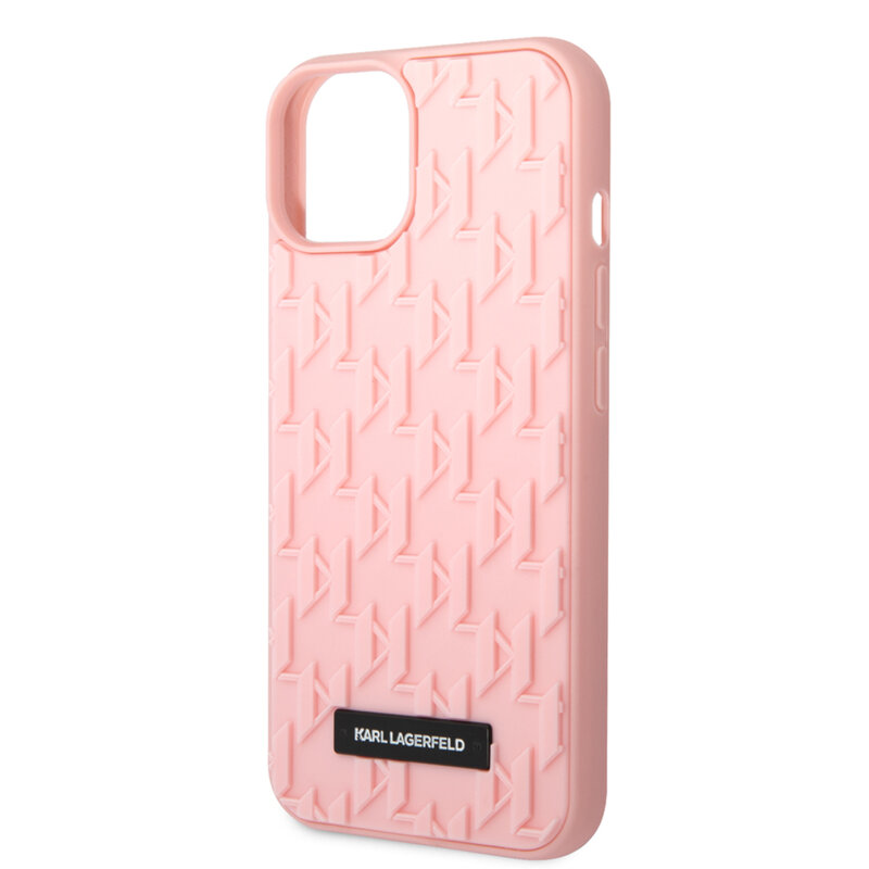 Husa originala iPhone 14 Plus Karl Lagerfeld 3D Design, Monogram, roz, KLHCP14MRUPKLPP