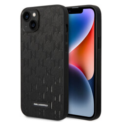 Husa originala iPhone 14 Plus Karl Lagerfeld Saffiano, Mono Metal Logo, negru, KLHCP14MSAKLHPK