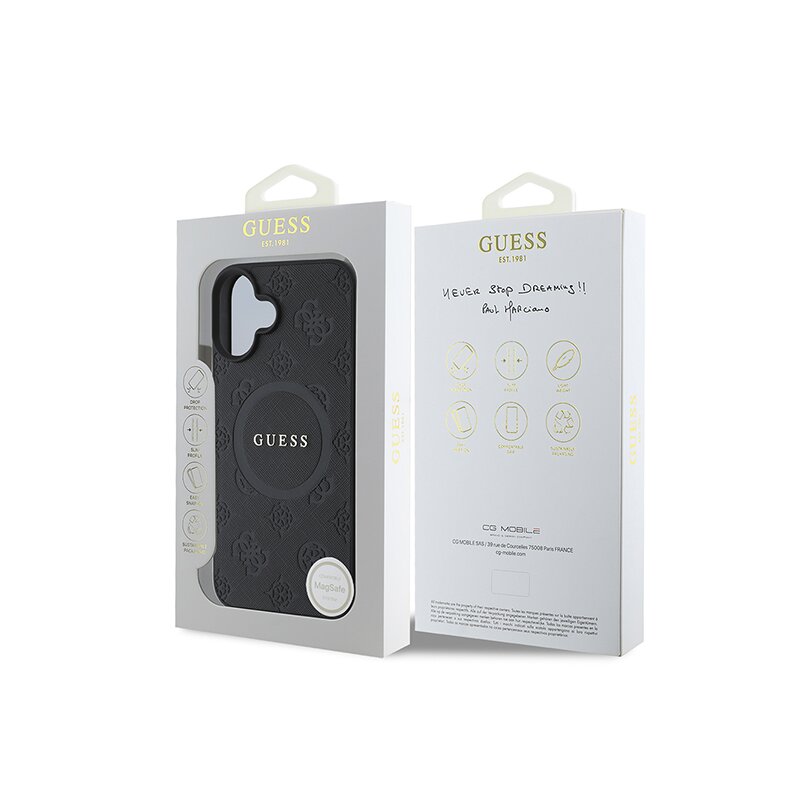 Husa Guess Saffiano Peony Classic Logo MagSafe iPhone 16 Plus, roz, GUHMP16MPSAPSMEP