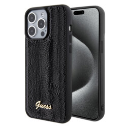 Husa originala Guess iPhone 15 Pro Max Sequin Script Metal, negru, GUHCP15XPSFDGSK