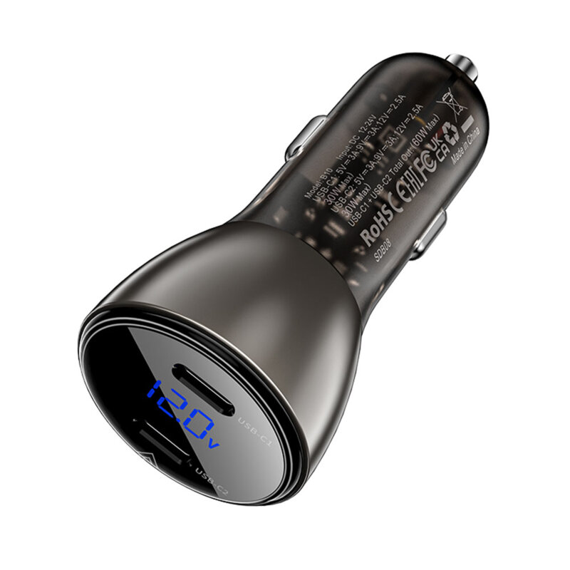 Incarcator auo Type-C 60W, Acefast B10, display digital LED