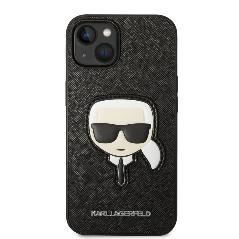 Husa originala iPhone 14 Plus Karl Lagerfeld Saffiano, Karl`s Head, negru, KLHCP14MSAPKHK