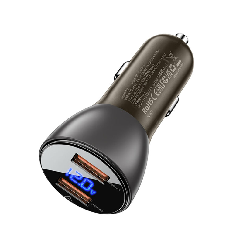 Incarcator masina USB 45W, Acefast B7, display digital LED