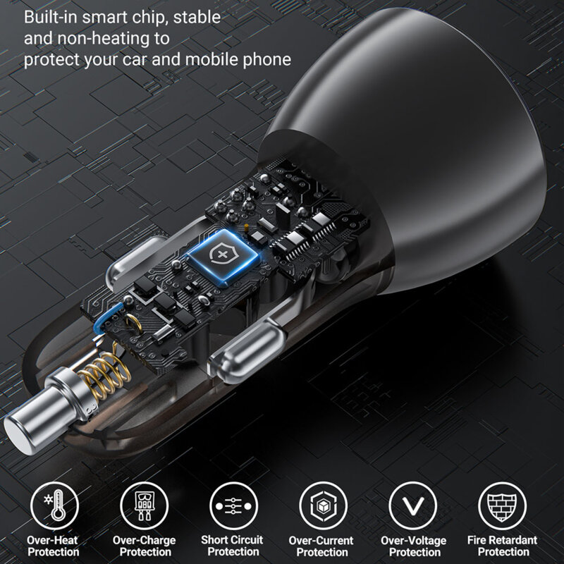 Incarcator masina USB 45W, Acefast B7, display digital LED