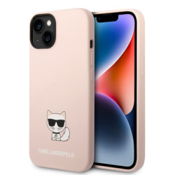 Husa Karl Lagerfeld iPhone 14 Plus Silicone, Choupette Body, roz, KLHCP14MSLCTPI