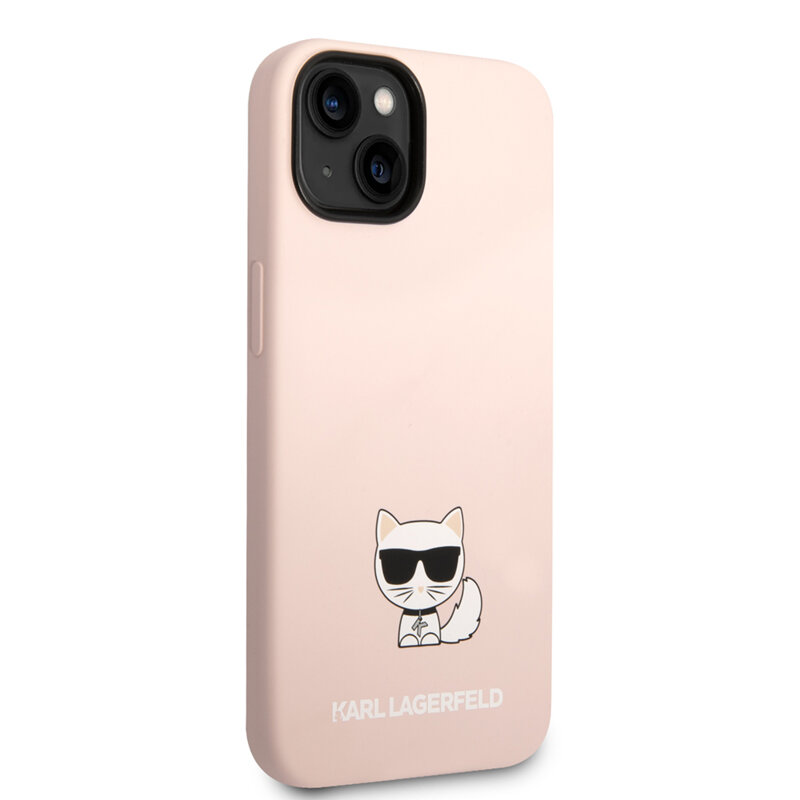 Husa Karl Lagerfeld iPhone 14 Plus Silicone, Choupette Body, roz, KLHCP14MSLCTPI
