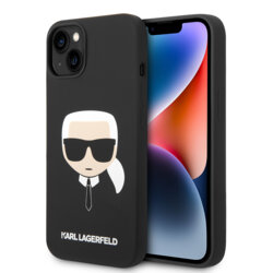 Husa Karl Lagerfeld iPhone 14 Plus Silicone, Karl`s Head, negru, KLHCP14MSLKHBK