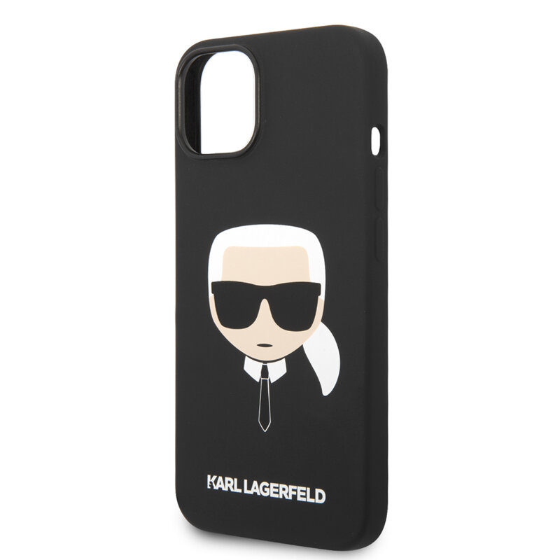 Husa Karl Lagerfeld iPhone 14 Plus Silicone, Karl`s Head, negru, KLHCP14MSLKHBK