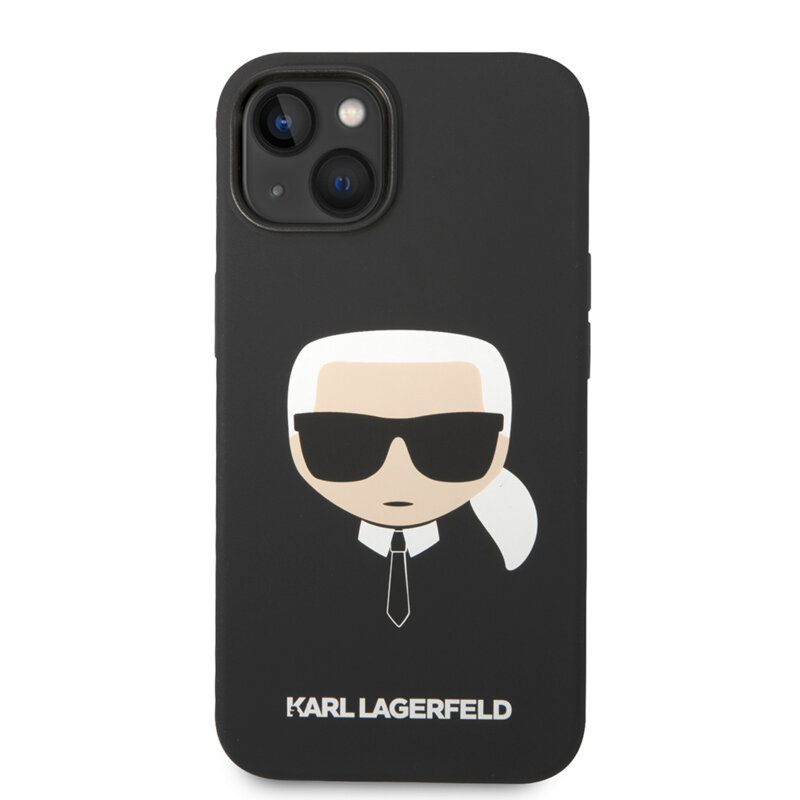 Husa Karl Lagerfeld iPhone 14 Plus Silicone, Karl`s Head, negru, KLHCP14MSLKHBK