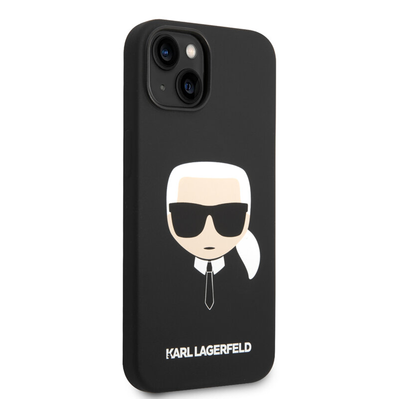 Husa Karl Lagerfeld iPhone 14 Plus Silicone, Karl`s Head, negru, KLHCP14MSLKHBK