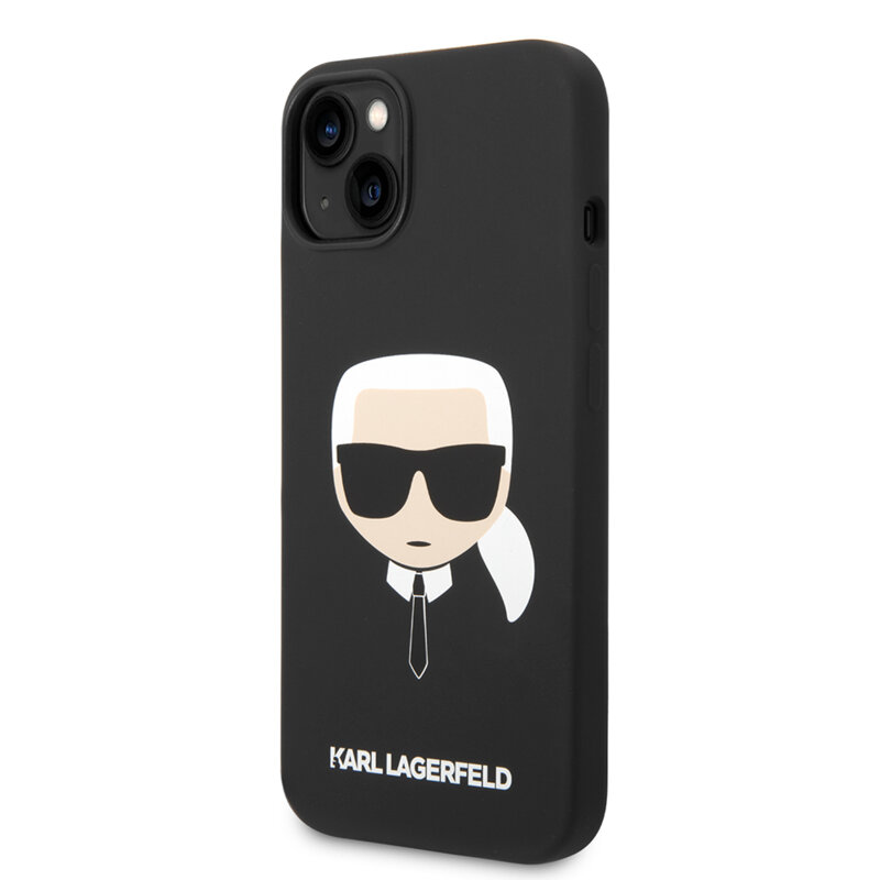 Husa Karl Lagerfeld iPhone 14 Plus Silicone, Karl`s Head, negru, KLHCP14MSLKHBK