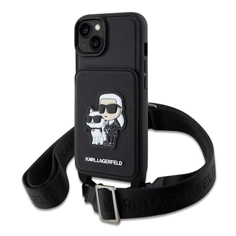 Husa iPhone 14 Karl Lagerfeld Saffiano Crossbody, Karl&Choupette, KLHCP14SCSAKCPMK