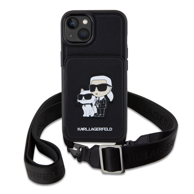 Husa iPhone 14 Karl Lagerfeld Saffiano Crossbody, Karl&Choupette, KLHCP14SCSAKCPMK